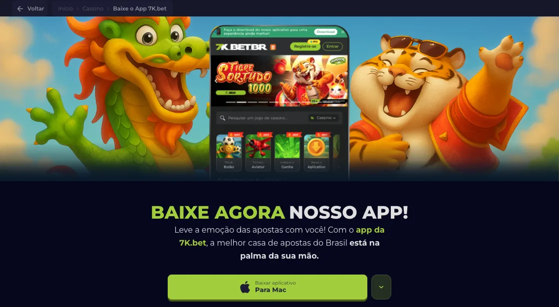 Página oficial Baixe o App 7K.bet com o botão Baixar aplicativo